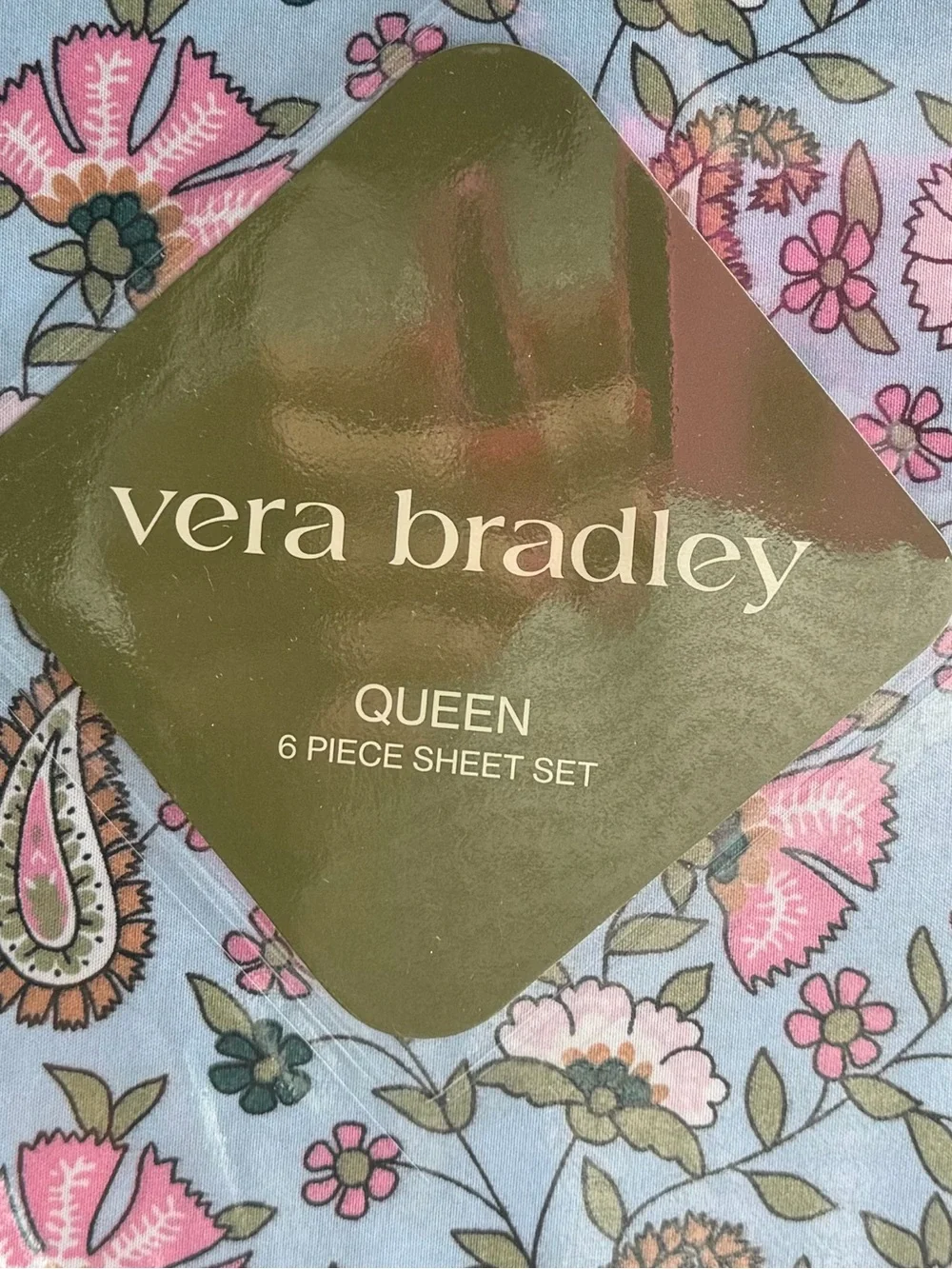 Vera Bradley NWT Queen Size Pink & Blue Floral Paisley 6pc Sheet Set